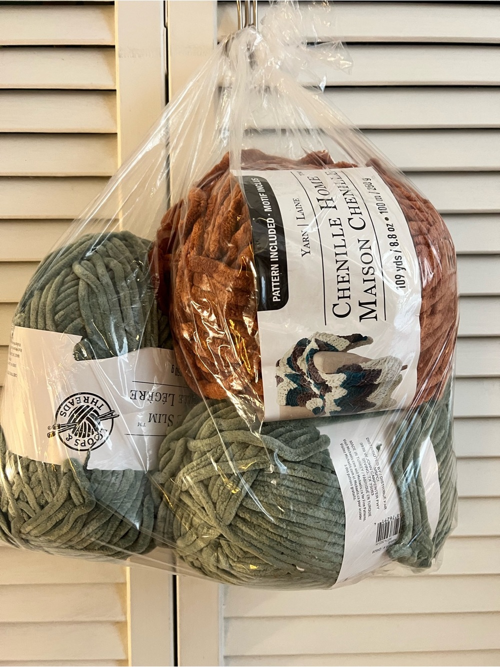 3 Skeins of Chenille Home Slim Yarn New